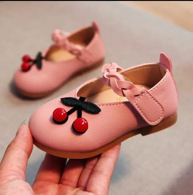 Single shoes 2018 autumn female baby cute cherry small princess tendon soft bottom non-slip toddler |