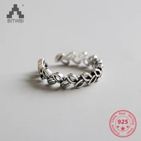 new arrival 925 sterling silver leaves rings for women jewelry fashion open adjustable finger ring exquisite gift