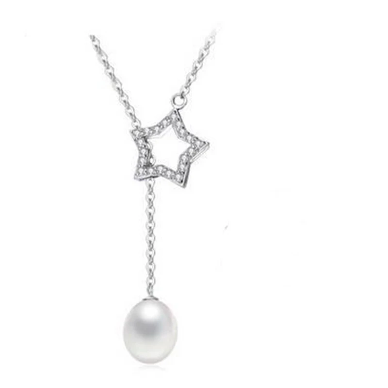 8-9 мм свежий водный кулон жемчужное ожерелье подвески из стерлингового серебра 925