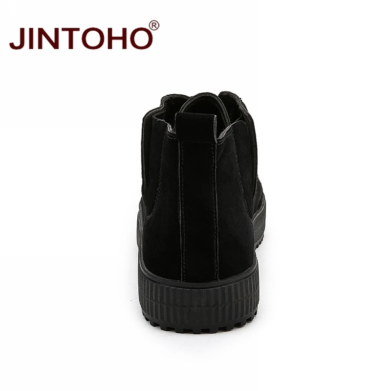 Зимняя мужская обувь JINTOHO модные коричневые кожаные ботинки для мужчин