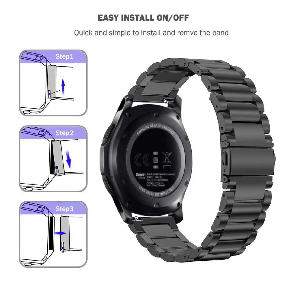Ремешок для часов EastVita 22 мм из нержавеющей стали, ремешок для samsung gear S3, классический ремешок для часов, металлический браслет r29