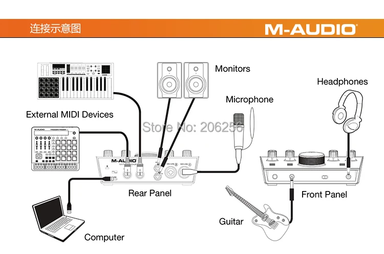 M AUDIO Track 2x2M профессиональная миди звуковая карта USB аудио интерфейс внешняя
