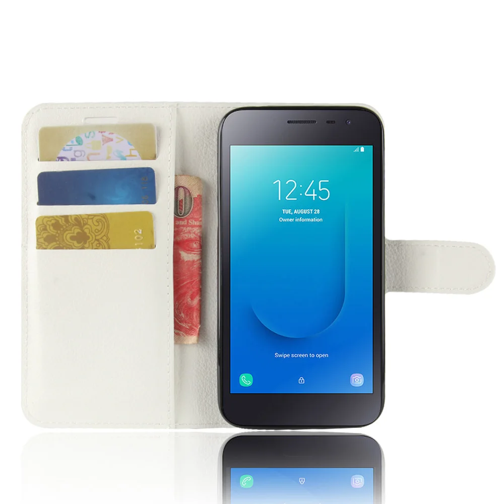 Белый J260 чехол для Samsung Galaxy J2 Core J260A чехол бумажник карты стент Книга Стиль Флип кожаный защитная крышка Черный SM J2Core J 260 - Цвет: Белый