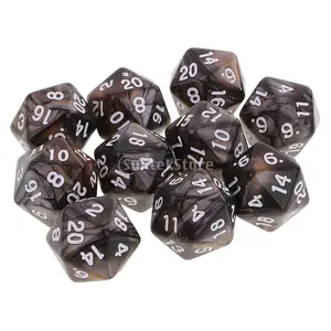 10 шт. 20 сторонних игральных костей D20 многогранные кости для подземей и драконов настольные игры Кофейный Серый