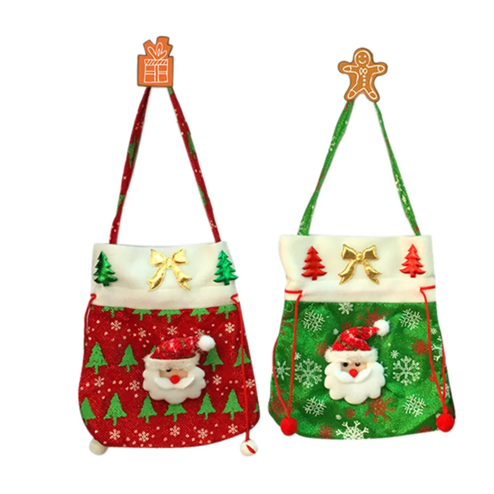 1pc White Christmas Decoration Santa Cloth Snowman Decorative Candy Gift Bag 2024cm Xmas Navidad 2017@GH | Дом и сад