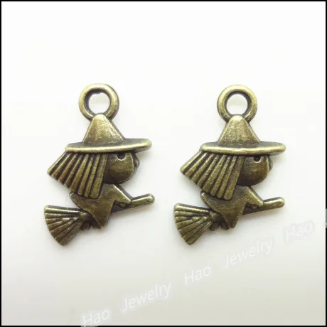 120 шт винтажные амулеты Хэллоуин ведьма Кулон Античный бронзового цвета из