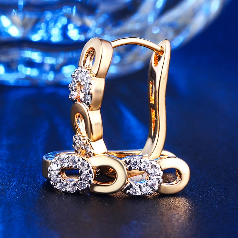 Серьги золотой круг женские круглый бижутерии AAA циркон кольцо серьги милые