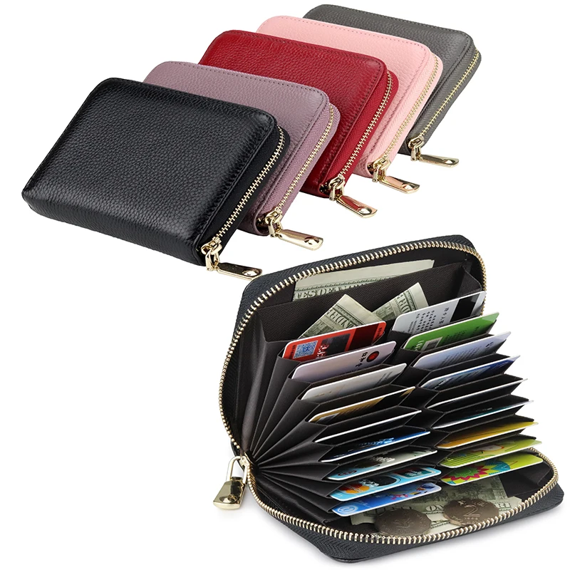 

High Quality Genuine Leather Card Case 2019 New Arrivals Unisex Businessmen Card Holder Large Capacity Men Credit Card Wallets