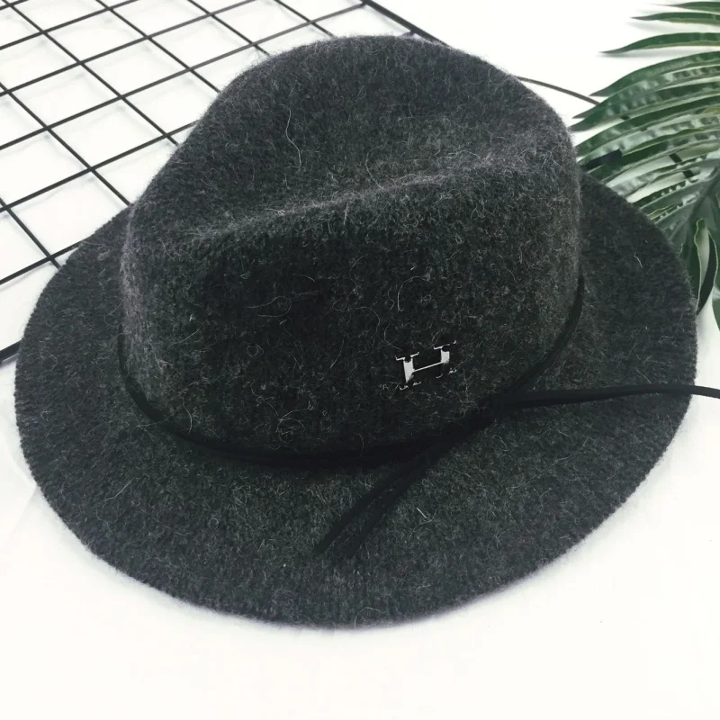 Элегантная Зимняя Детская шерстяная джазовая Федора с надписью однотонная