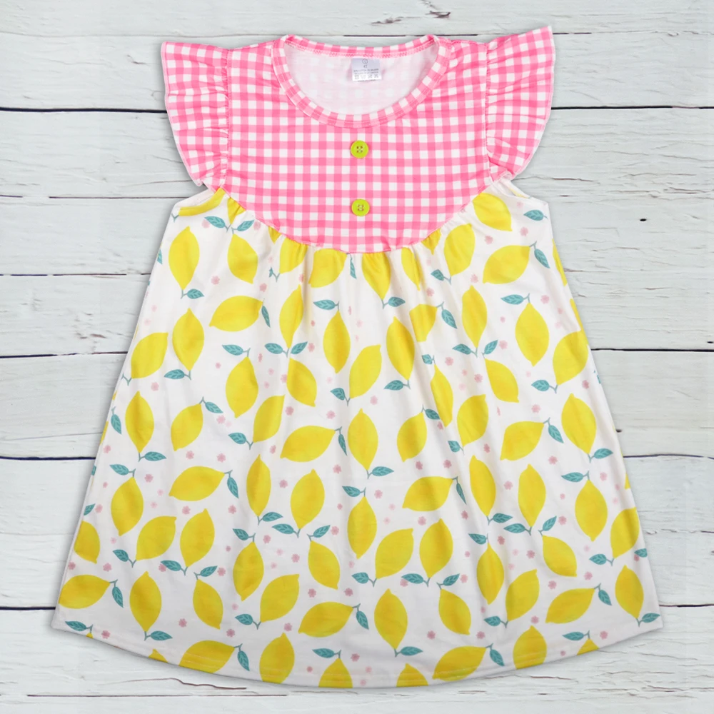 2019 Summer Cotton Dress For Kids Girl Sleeveless Child Lemon Princess Clothes LYQ903-669-HY | Детская одежда и обувь