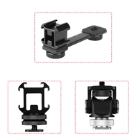 3 in 1 triple cold shoe mount plate microphone stand led video light extend bracket for zhiyun smooth 4 3 axis gimbal stabilizer