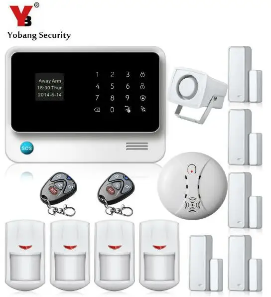 Домашняя охранная сигнализация Yobang Wi Fi GSM с сенсорным экраном детектор дыма