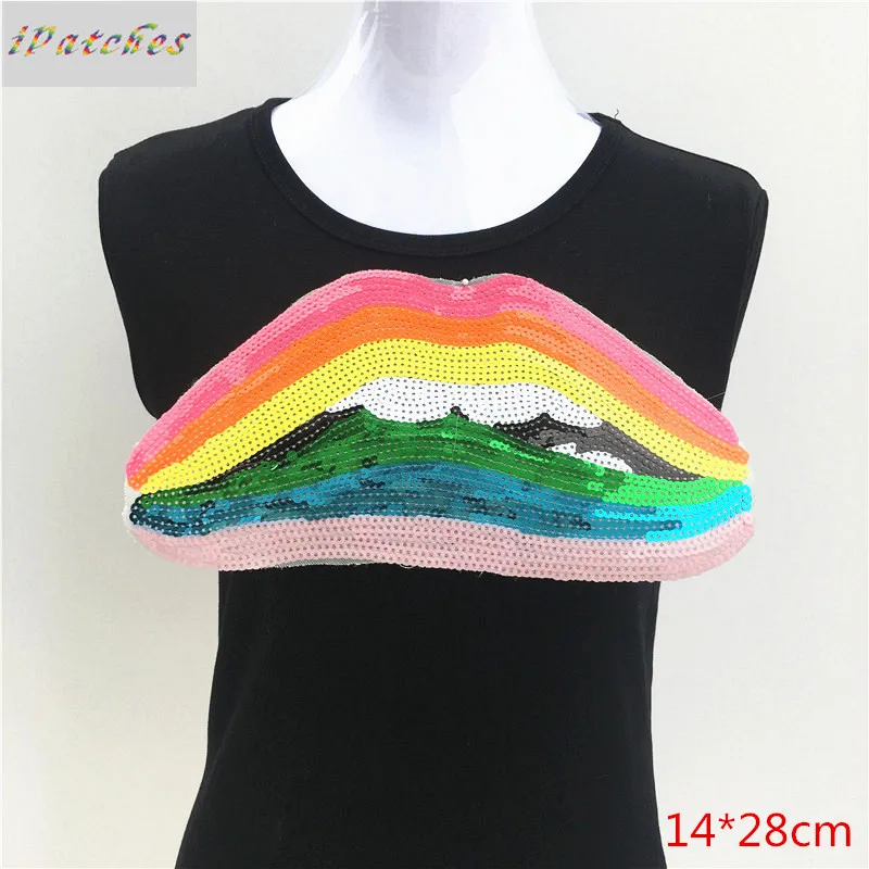 1 шт. модная расшитая блестками аппликация с аппликацией в виде губ для одежды