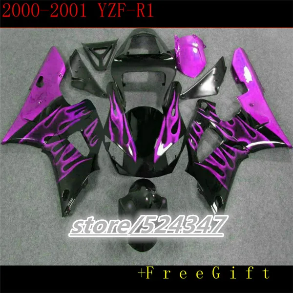 

Motorcycle bodywork for YZFR1 2000 2001 fairings YZF R1 YZF1000 purple flame body parts YZF 1000 00 01 aftermarket