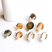 gold silver color plated earring setting round cabochon base eardrop accessories copper material diy handmade craft 20pcs