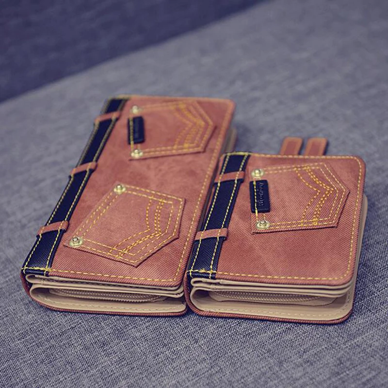 2016 Новый Стиль Японии и Южной Кореи Джинсовые Короткие Кошельки Кошелек Милый