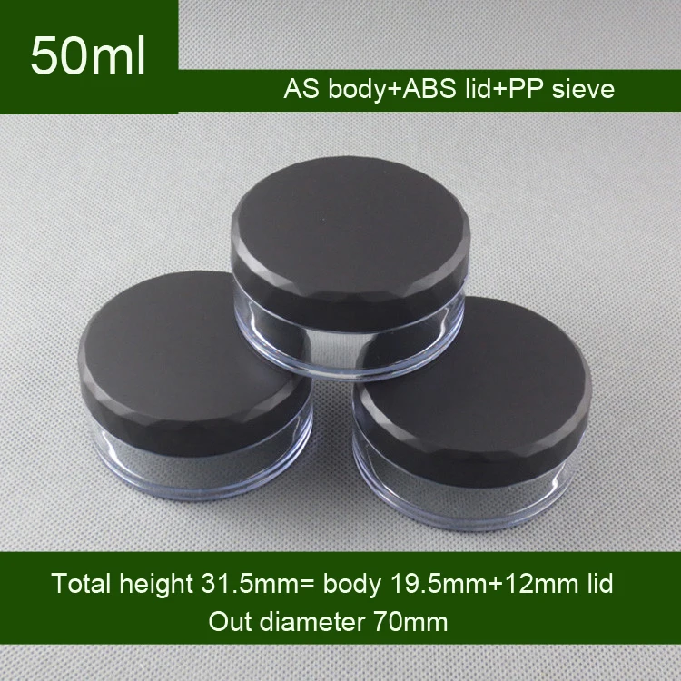 

Hot Sale 300pcs 50g Plastic Empty Loose Powder Pot With Sieve Cosmetic Makeup Jar Container Travel Refillable Cosmetic Sifter