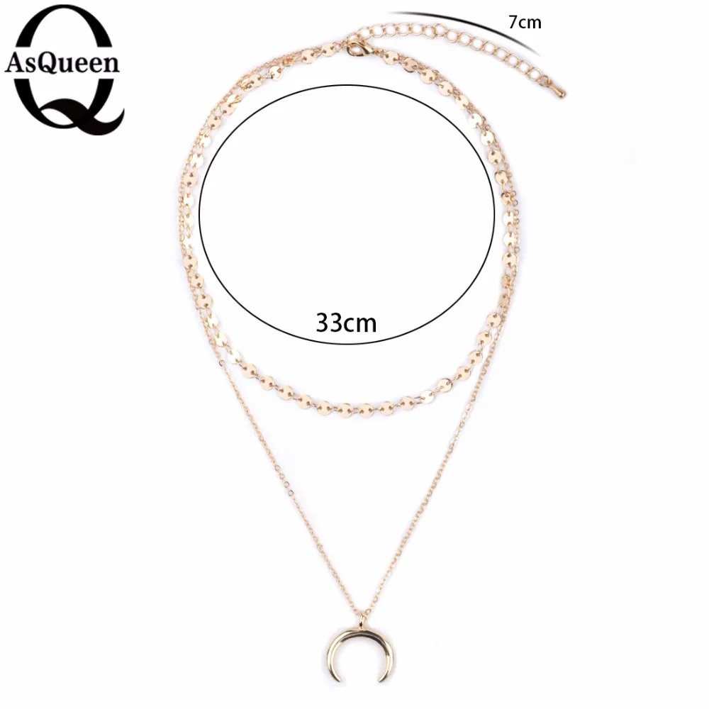 Ожерелье с рогом и луной ожерелье-чокер для женщин девушек Золотое серебряное