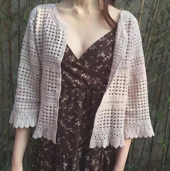 

Cute Kids Girls Knitted Floral Lace Cardigan Jackets Outwears Candy Beige White Color Spring Summer Autumn Outwears