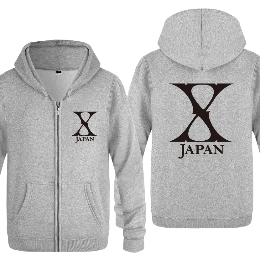 X-JAPAN рок-группа логотип толстовки Для мужчин Для мужчин флис молнии кардиганы толстовки с капюшоном