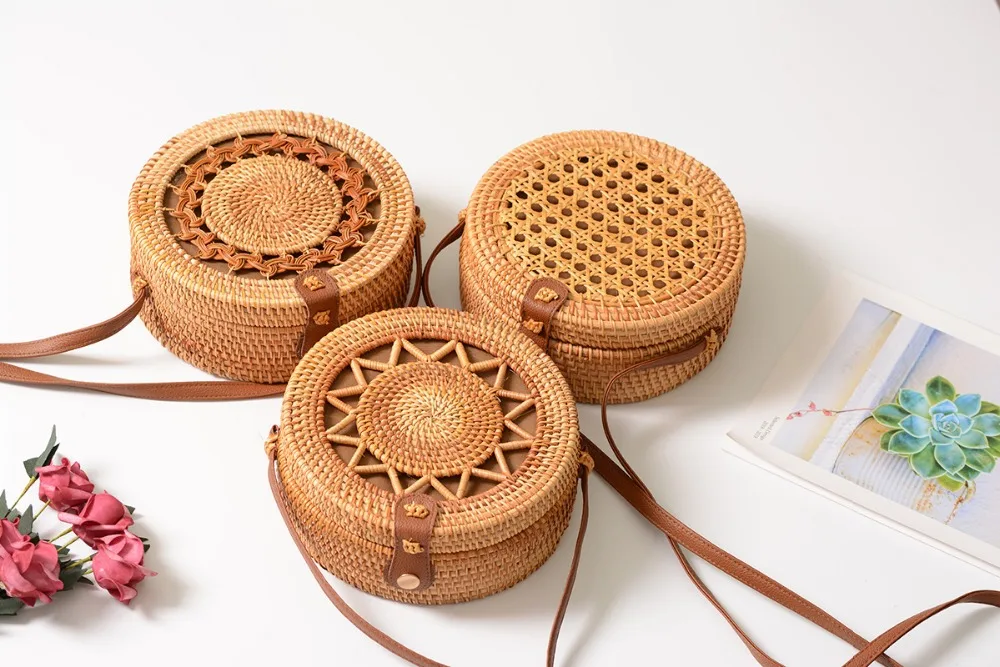 Женские сумки из ротанга, открытая сумка через плечо, женские деревянные пляжные сумки, дорожная сумка через плечо