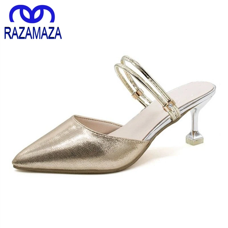 RAZAMAZA Women High Heel Sandals Strange Heels Bling Summer Shoes Ornate Fashion Party Footwear Size 35-39 | Обувь