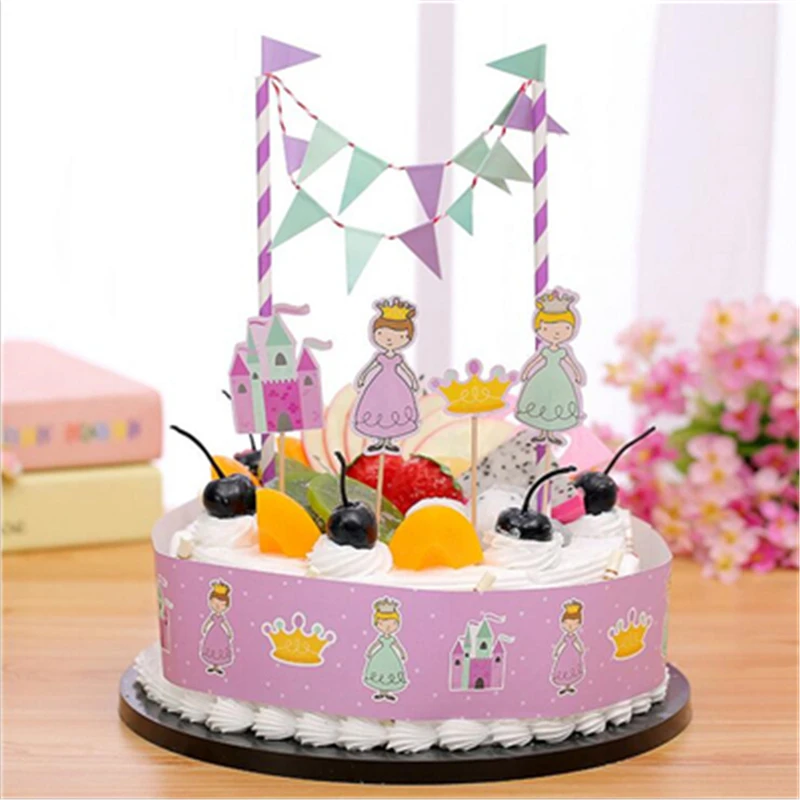 Прекрасный стиль принцессы украшения для дня рождения детский торт Топпер с днем