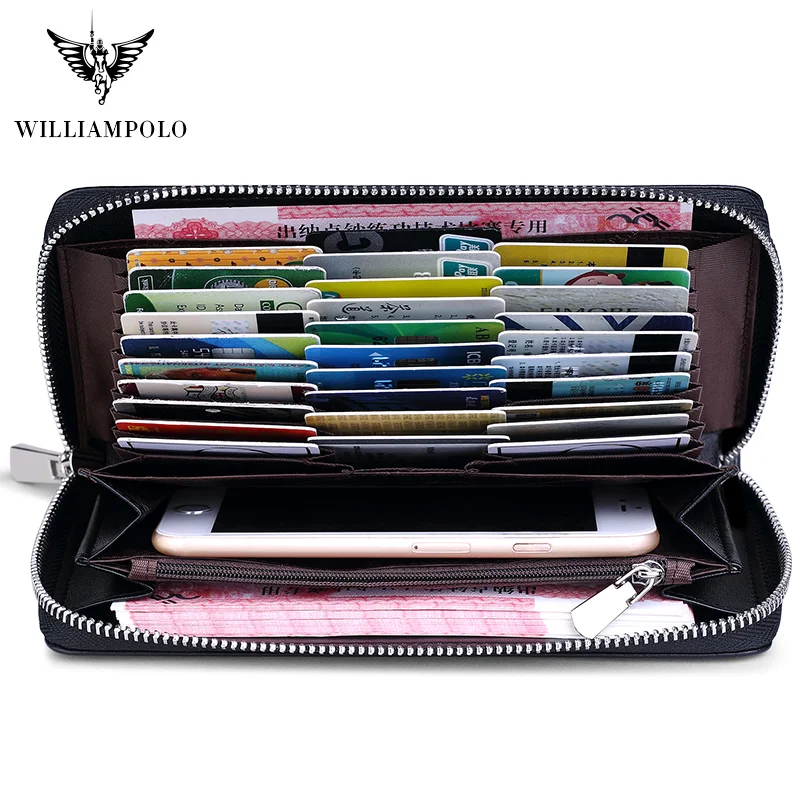 Длинные кошельки WILLIAMPOLO из натуральной кожи мужской держатель для мобильного