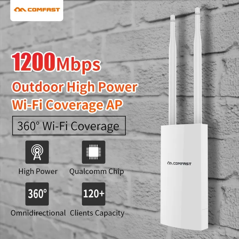 Comfast 5Ghz Dual Band High Power Outdoor AP 1200Mbps 360 degree omnidirectional Coverage Access Point Wifi Base Station CF-EW72