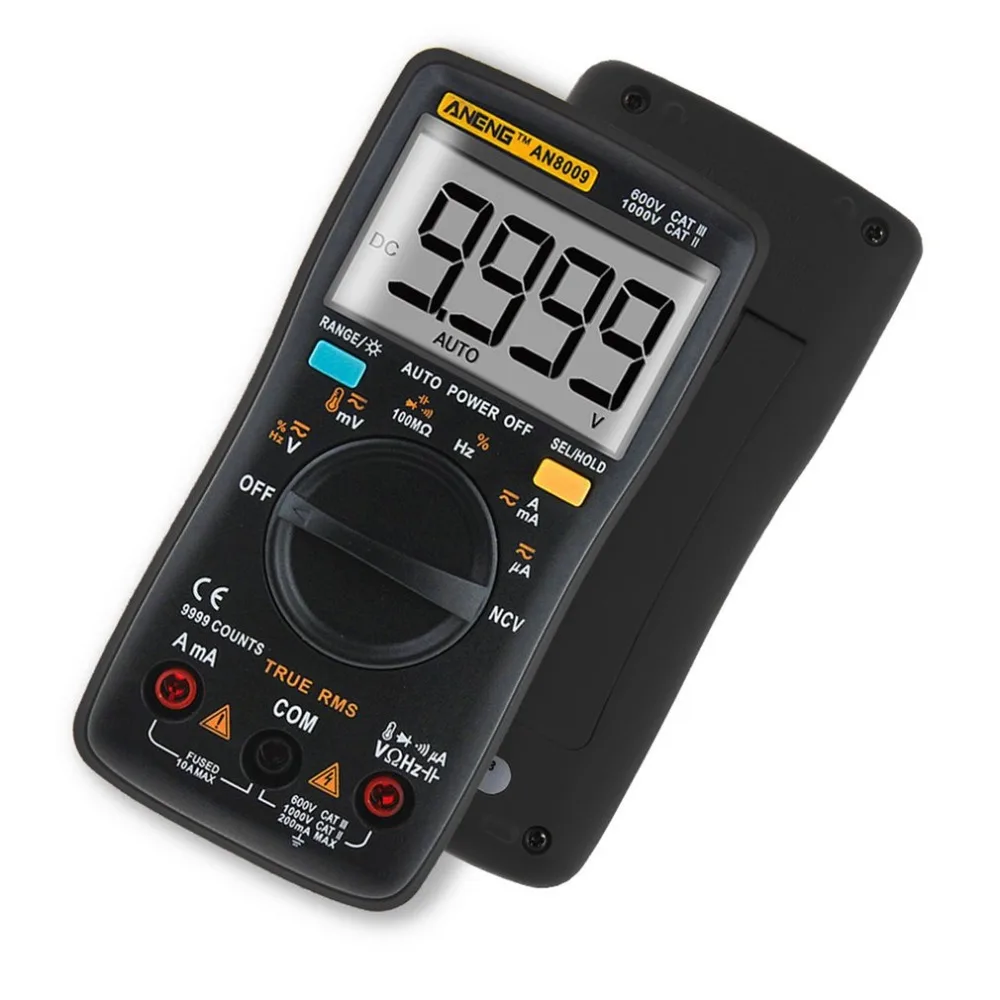 Digital Multimeter AN8009 LCD Display Professional 9999 Counts AC/DC Ammeter Voltmeter Ohm Meter Tester | Инструменты