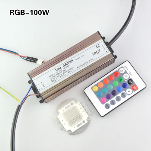 

LED RGB Chip 10W 20W 30W 50W 100W Gold wire chips Bulb Copper Bracket With Driver Power And 24Key Controller For Floodlight lamp