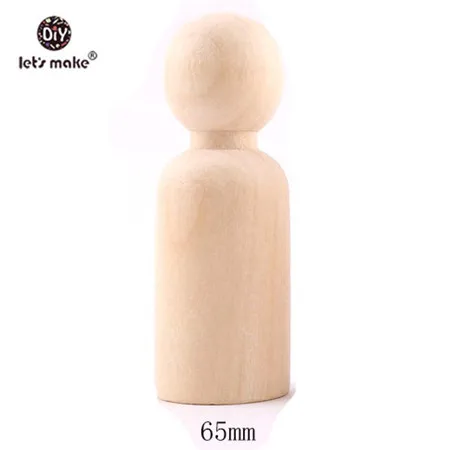 65mm male Let's Make 100 шт деревянные колышки для кукол поделки своими руками деревянные мужские/женские натуральные гладкие краски для прорезывания зубов безопасные игрушки подарки на год - Цвет: 65mm male