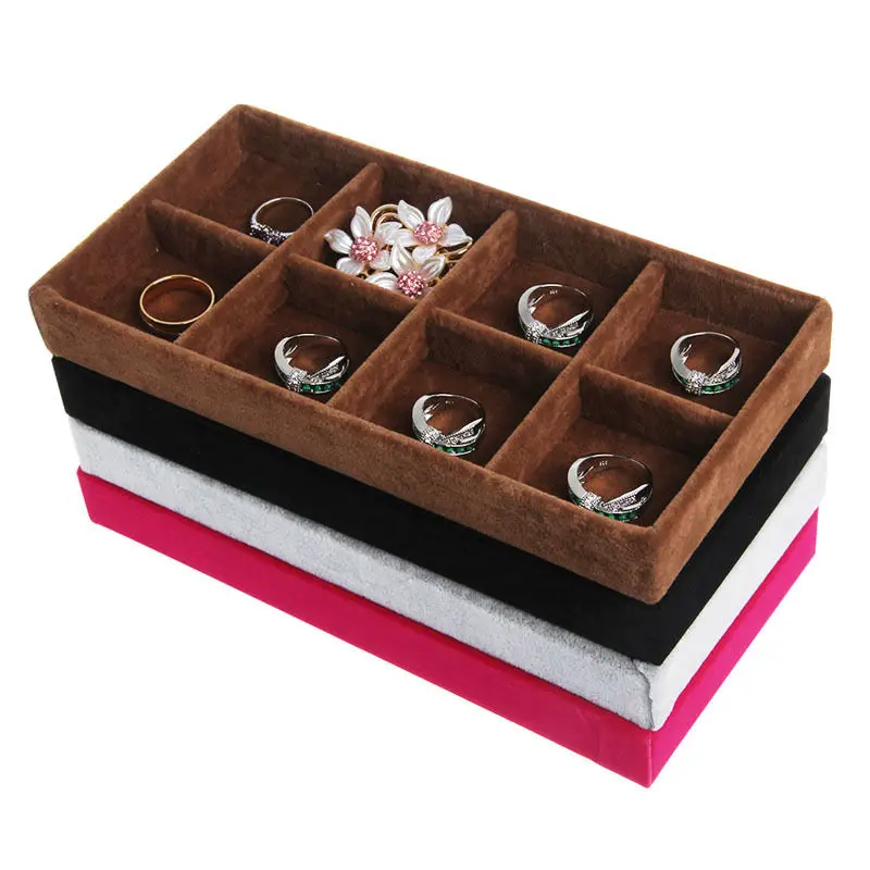 

Velvet Jewelry Ring Earrings Display Box Tray Holder Storage Showcase Organizer for Women 2018