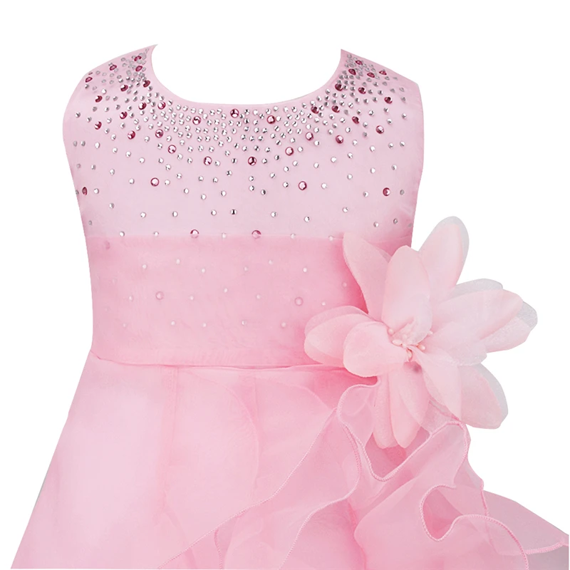 Baby Girls Rhinestone Princess Wedding Pageant Party Ruffle Flower Girl Dress for Birthday Dresses Vestido | Детская одежда и