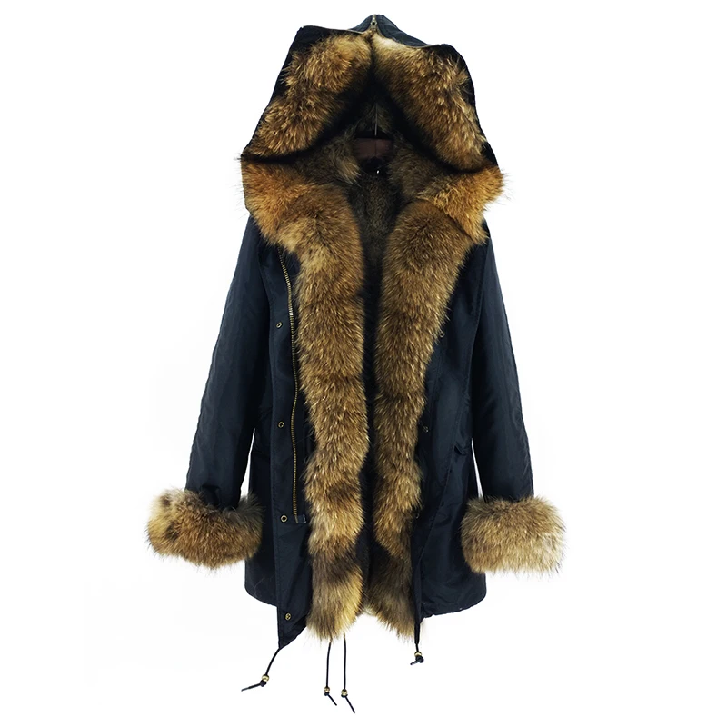 OFTBUY, пальто из натурального меха, длинная парка, зимняя куртка для женщин, воротник из натурального меха енота, подкладка из натурального кроличьего меха, уличная одежда, новинка