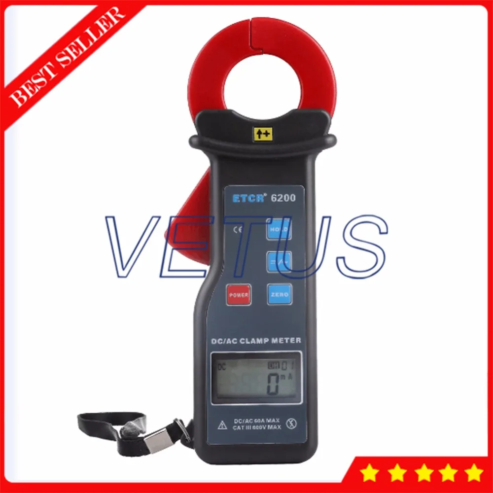 ETCR6200 Измерение тока утечки 0 60A AC DC Клещи для автомобиля тестер заряда|ac dc clamp meter|dc