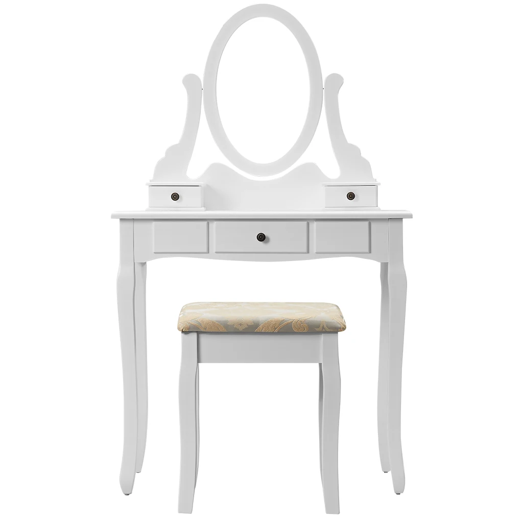 LANGRIA комоды для макияжа туалетный столик VanityStool набор регулируемое поворотное овальное зеркало 3 выдвижных ящика цельное прорезиненное дерево queen Anne Legs