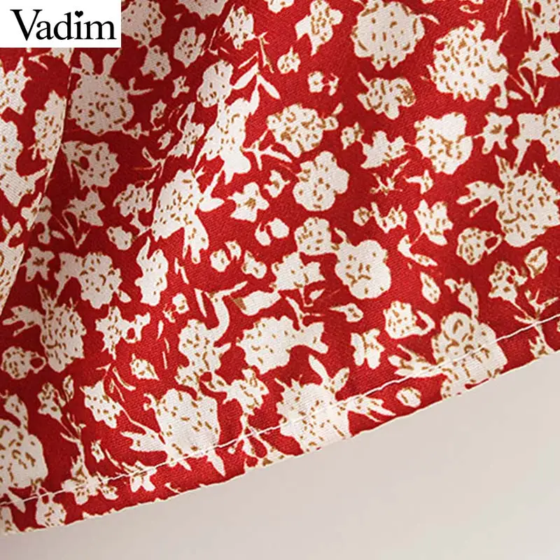 Вадим Женщины Сладкий цветочный принт крест v-образным вырезом wrap