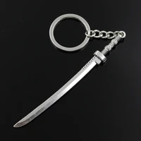 new fashion men 30mm keychain diy metal holder chain vintage samurai sword 107x10mm silver color pendant gift