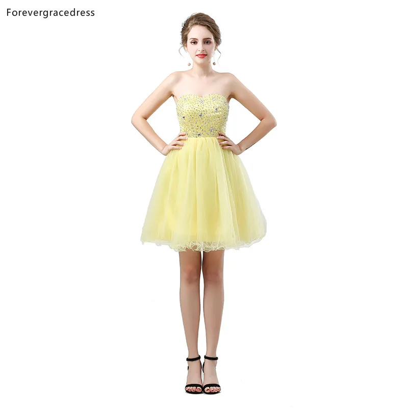 Forevergracedress/желтое короткое коктейльное платье трапециевидной формы фатиновое
