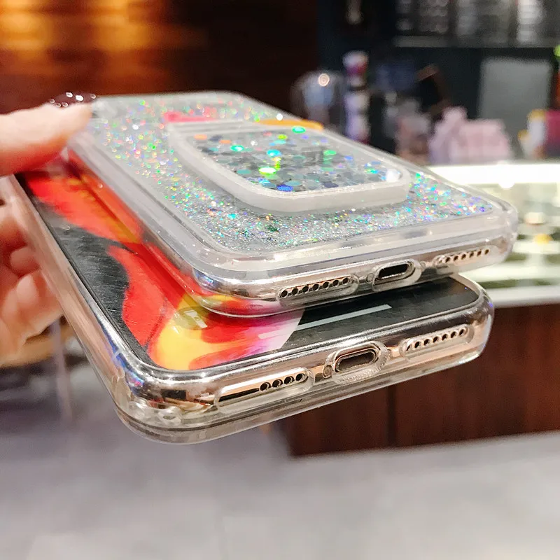 For iPhone XS XR MAX Anti-knock Case X 6 6S 7 8 Plus Cute Fruit pineapple Liquid quicksand Soft TPU Phone |