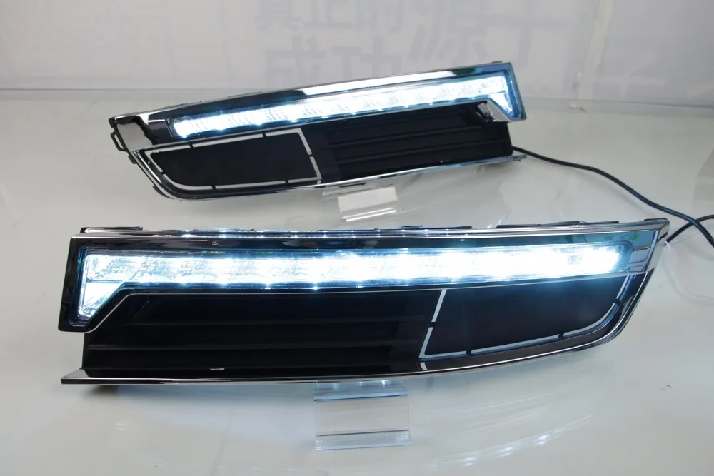 

Osmrk led drl daytime running light for Volkswagen Lavida 2013-2017 with moving yellow turn signals and blue night light