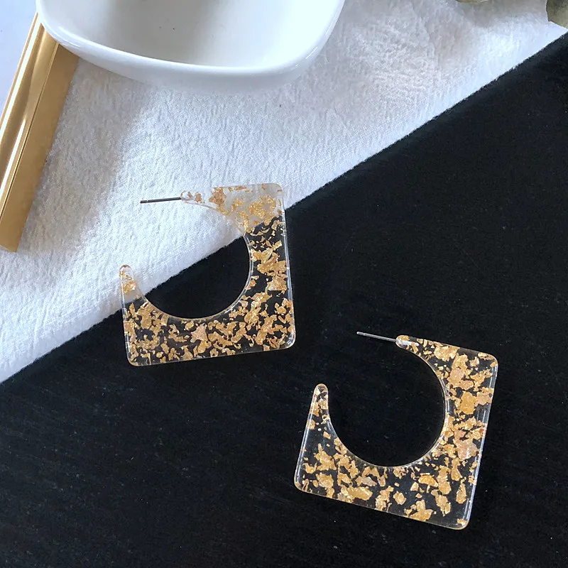 A109 Catwalk Statement Acetic Acid Geometric Irregular Gold Foil Earrings Ear Stud Sexy Brincos Women Party Jewelry | Украшения и