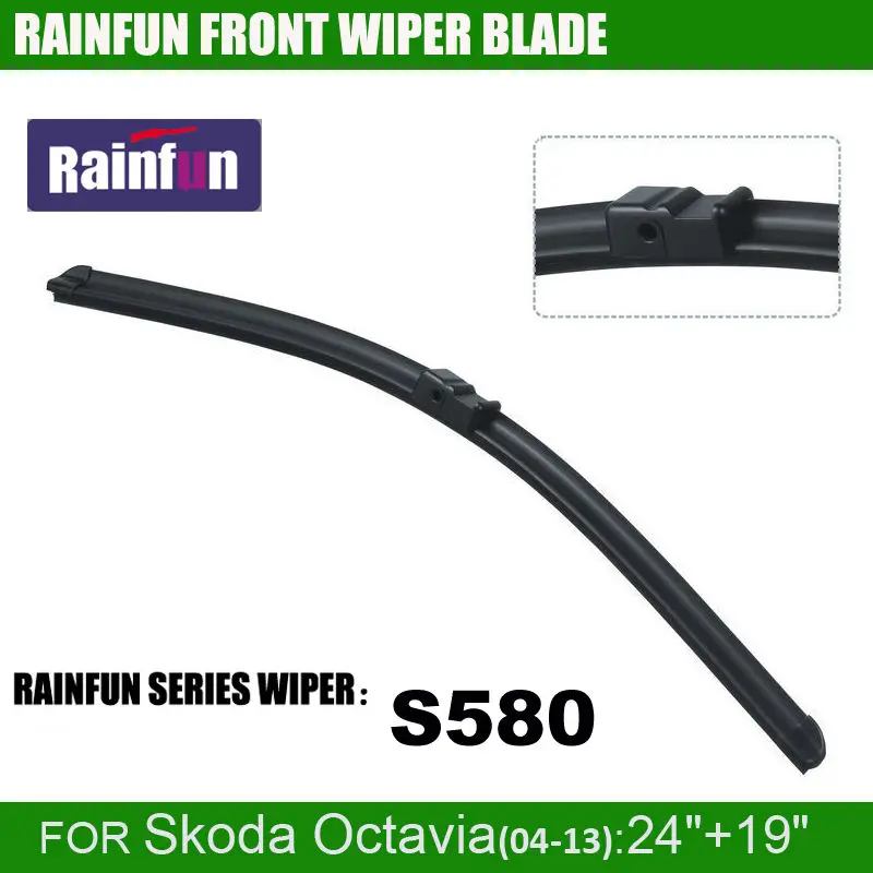 RAINFUN dedicated car wiper blade for SKODA OCTAVIA(04-13) 24+19 INCH with high quality rubber refill auto 2 pcs a lot | Автомобили и