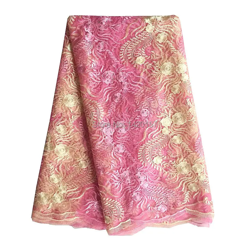 Африканский Шнур Сетка Материалы 2016 Качество Французский Шнурок Розовый Крем