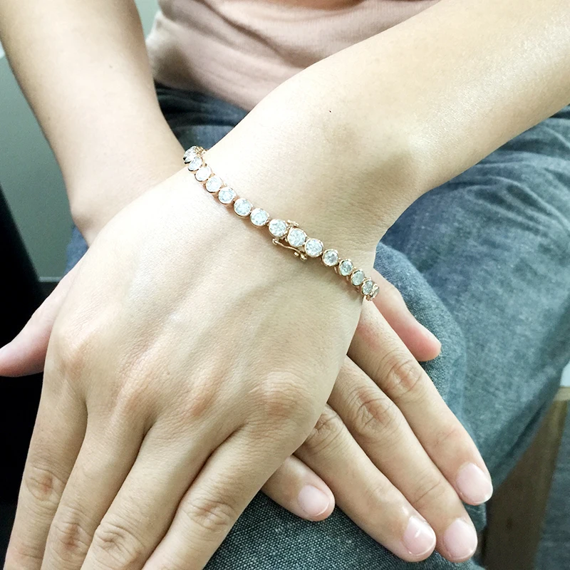 Женский браслет с бриллиантами AEAW Lovely 11ctw однотонный из белого золота 14Kt DF Moissanite