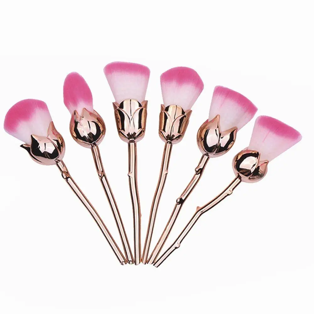 6 Pcs Pretty Rose Flower Creative Shaped Makeup Brushes Set Cosmetic Powders Face Tool Blush Brush | Красота и здоровье