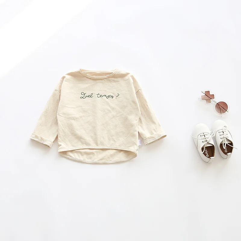 Baby Shirt Long Sleeve Letter Printing Toddler Boys And Girls Irregular Cotton 2018 New Autumn Children's Clothing | Детская одежда