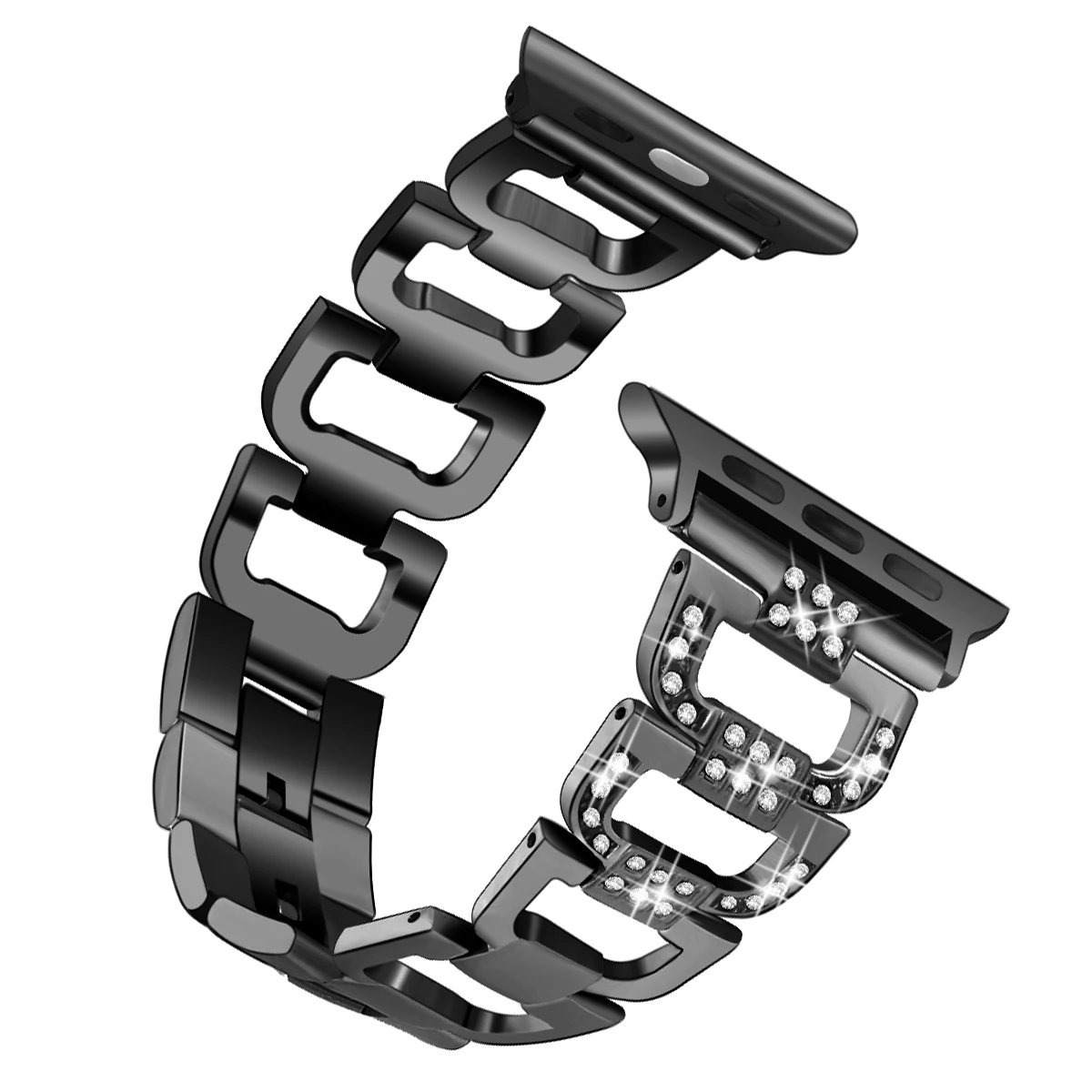 Бриллиантовый ремешок для Apple Watch 38 мм/42 мм/40 мм/44 мм браслет pulseira ремешок для iwatch серии 5 4 3 2 1 Женский ремешок из нержавеющей стали - Цвет ремешка: black