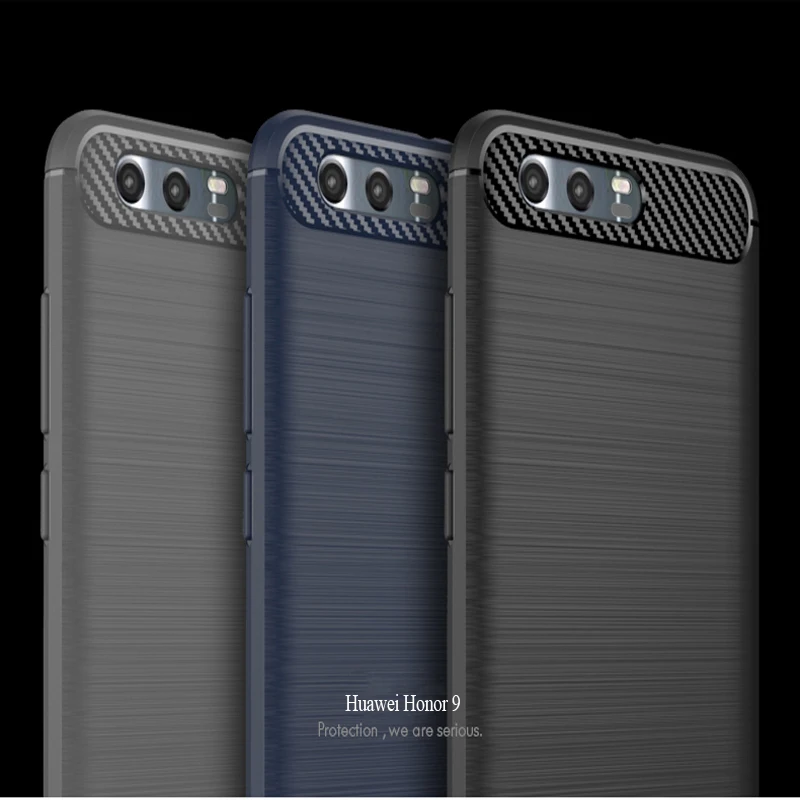 NFH Case Huawei Honor 9 Fashion Soft Silicone Phone Cases For Cover TPU Carbon Fiber Texture On |